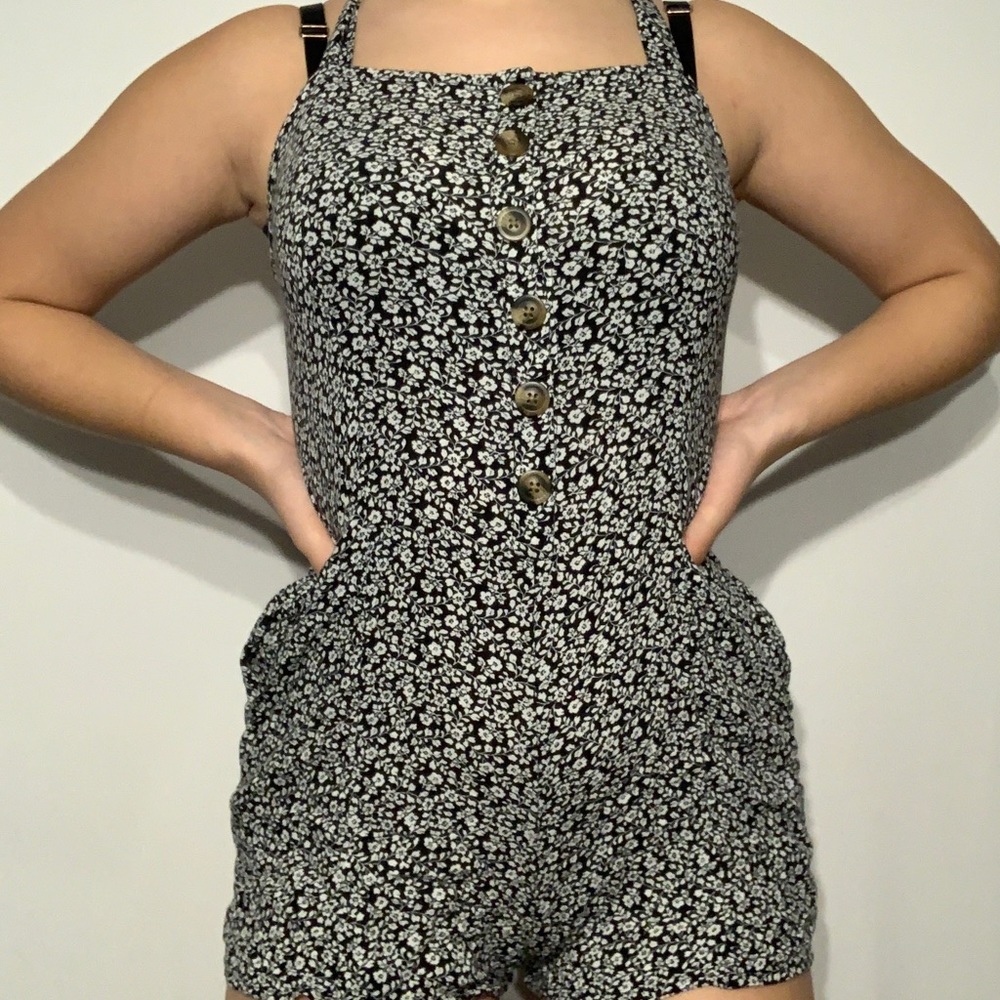 flowery button up romper
